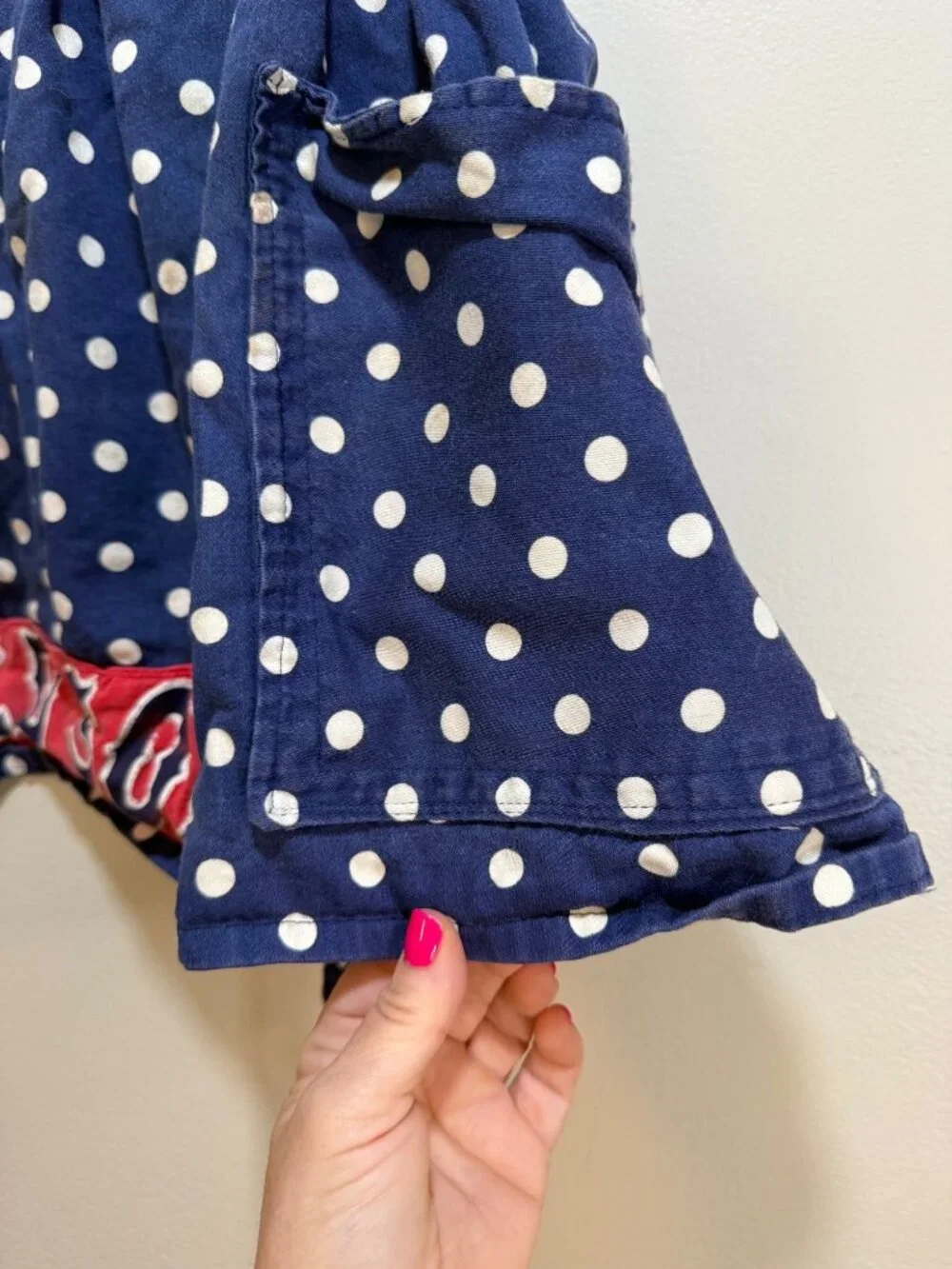 Vintage Style Boston Red Sox Polka Dot Half Apron Tradwife Reworked OOAK